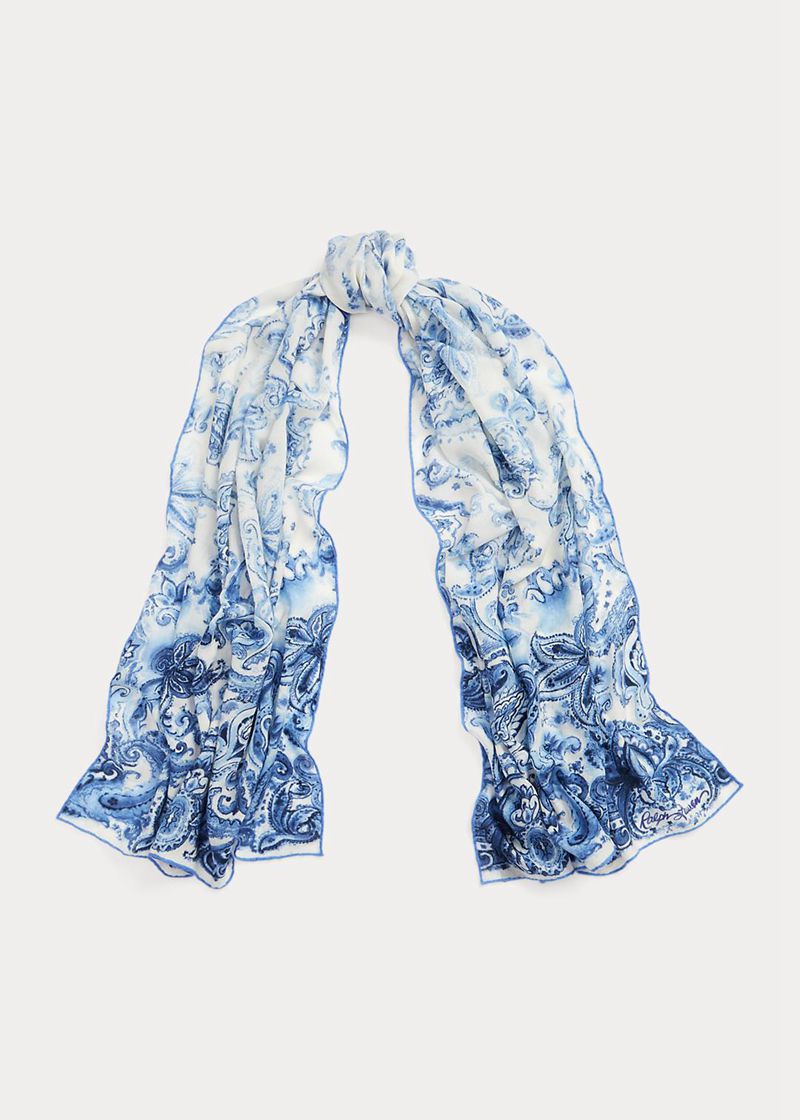 Bufanda Ralph Lauren Mujer Paisley Pashmina Chile Azules DQZYI-2653